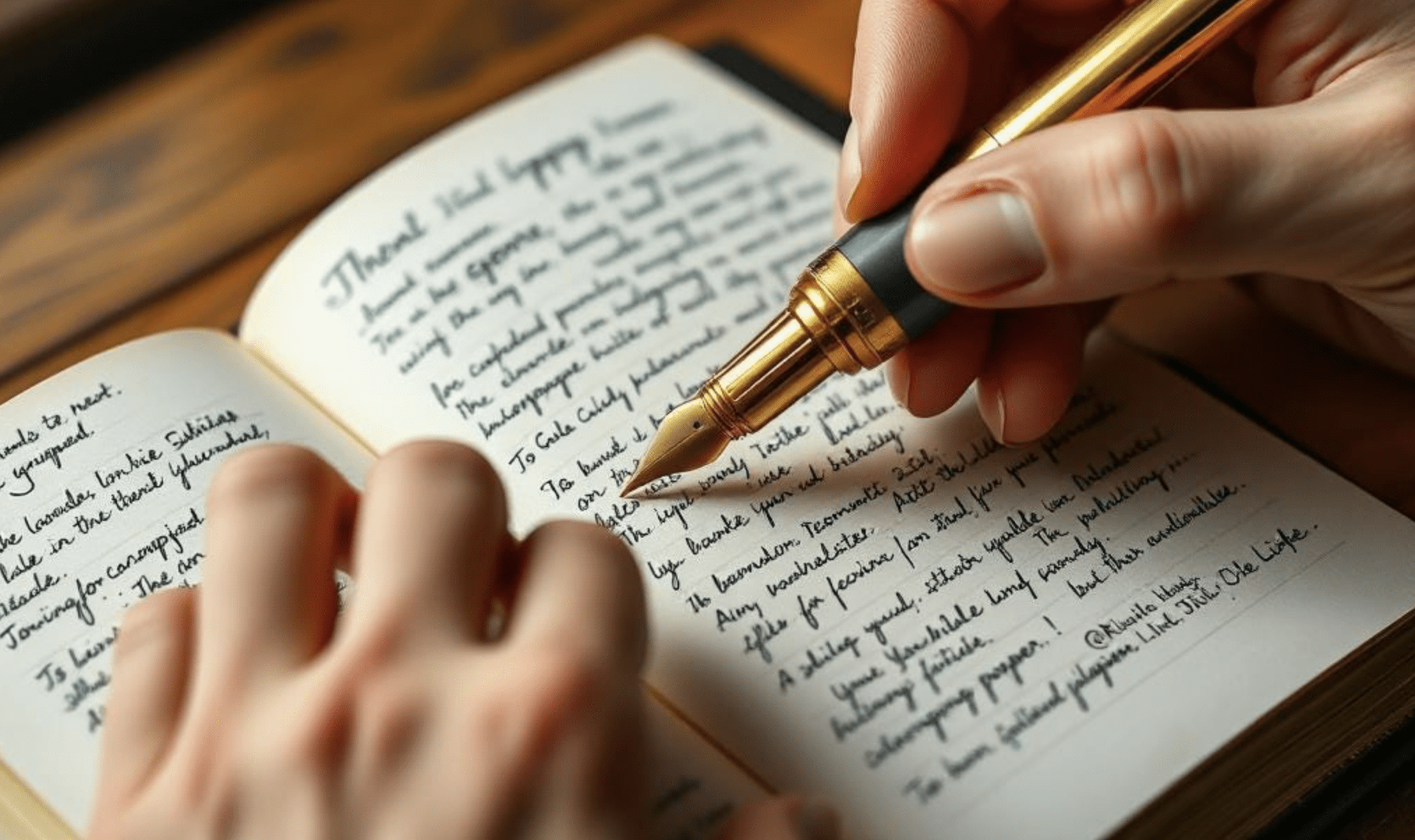 Book with gold pen