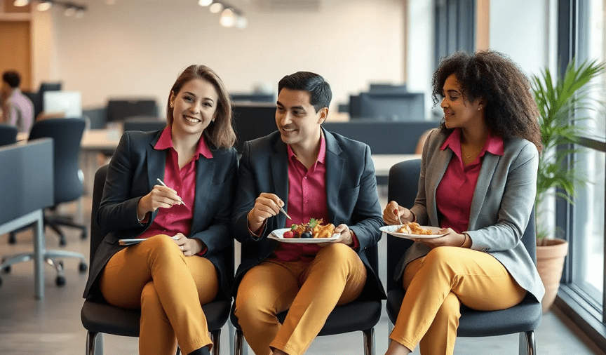 Team eating together