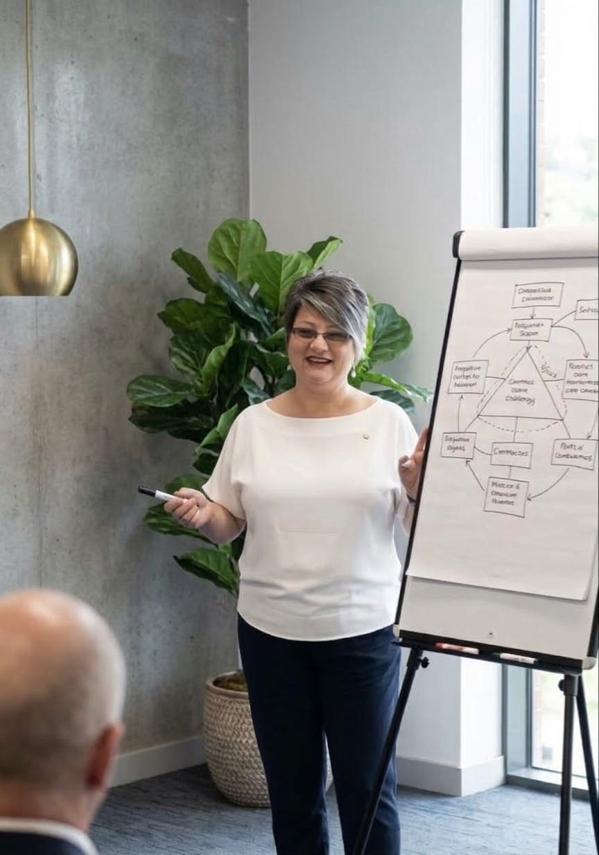 Dr Nia D Thomas, Interim Charity CEO, KSKO Ltd Dr Nia D Thomas presenting to a group
